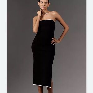 Anthropologie Black and White Strapless Sheath Dress